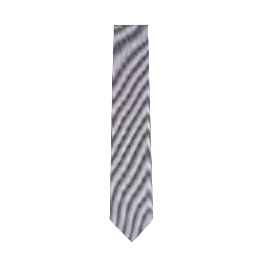 Charvet - Silver Stripe Silk Necktie | Mitchell Stores