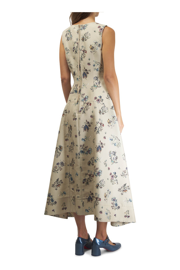 Adam Lippes - Harlow Khaki Floral Cotton & Silk Dress