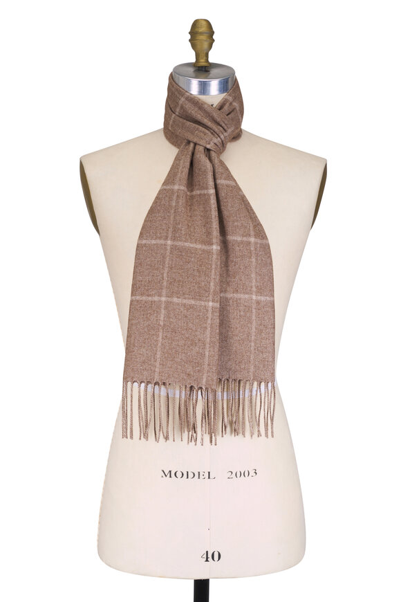Fratelli Piacenza Taupe Plaid Scarf