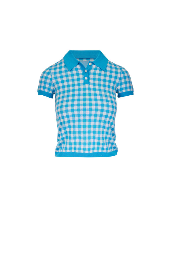Guest in Residence Bright Blue Gingham Shrunken Polo