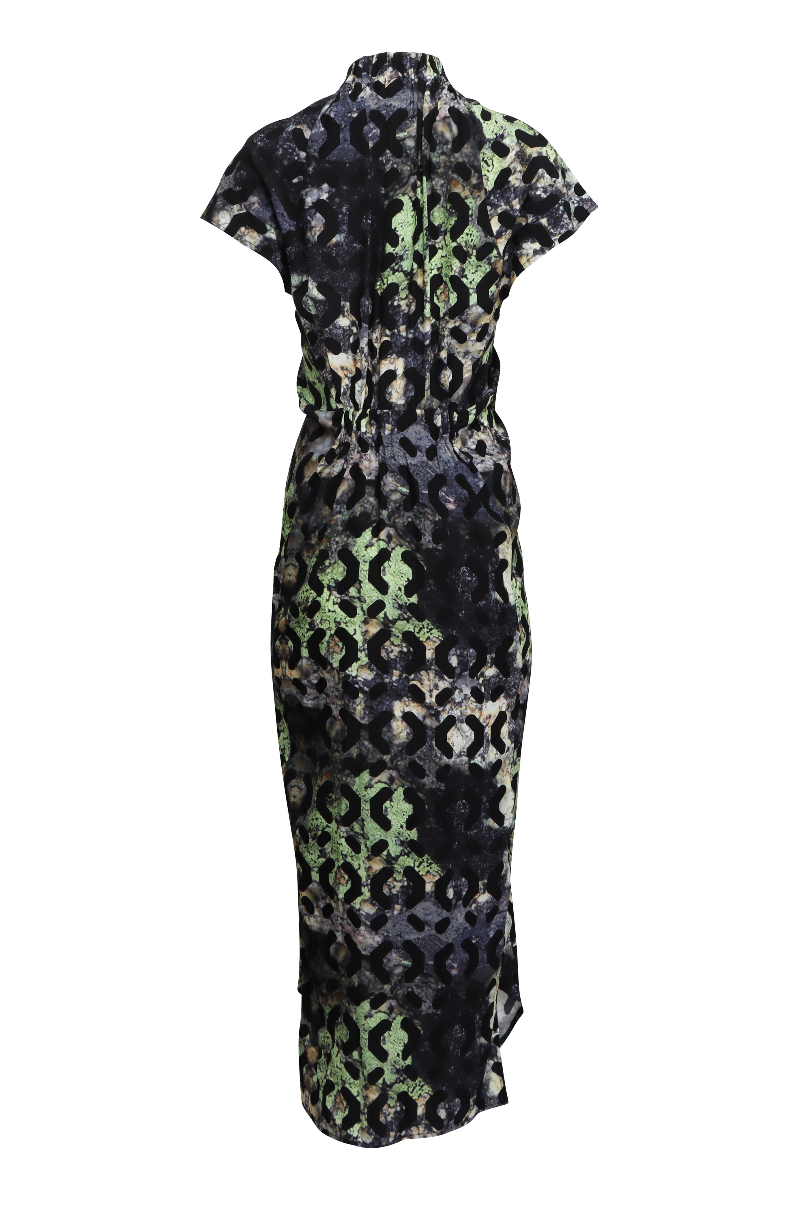 Zero + Maria Cornejo - Stella Silk Moss Print Long Ruched Dress