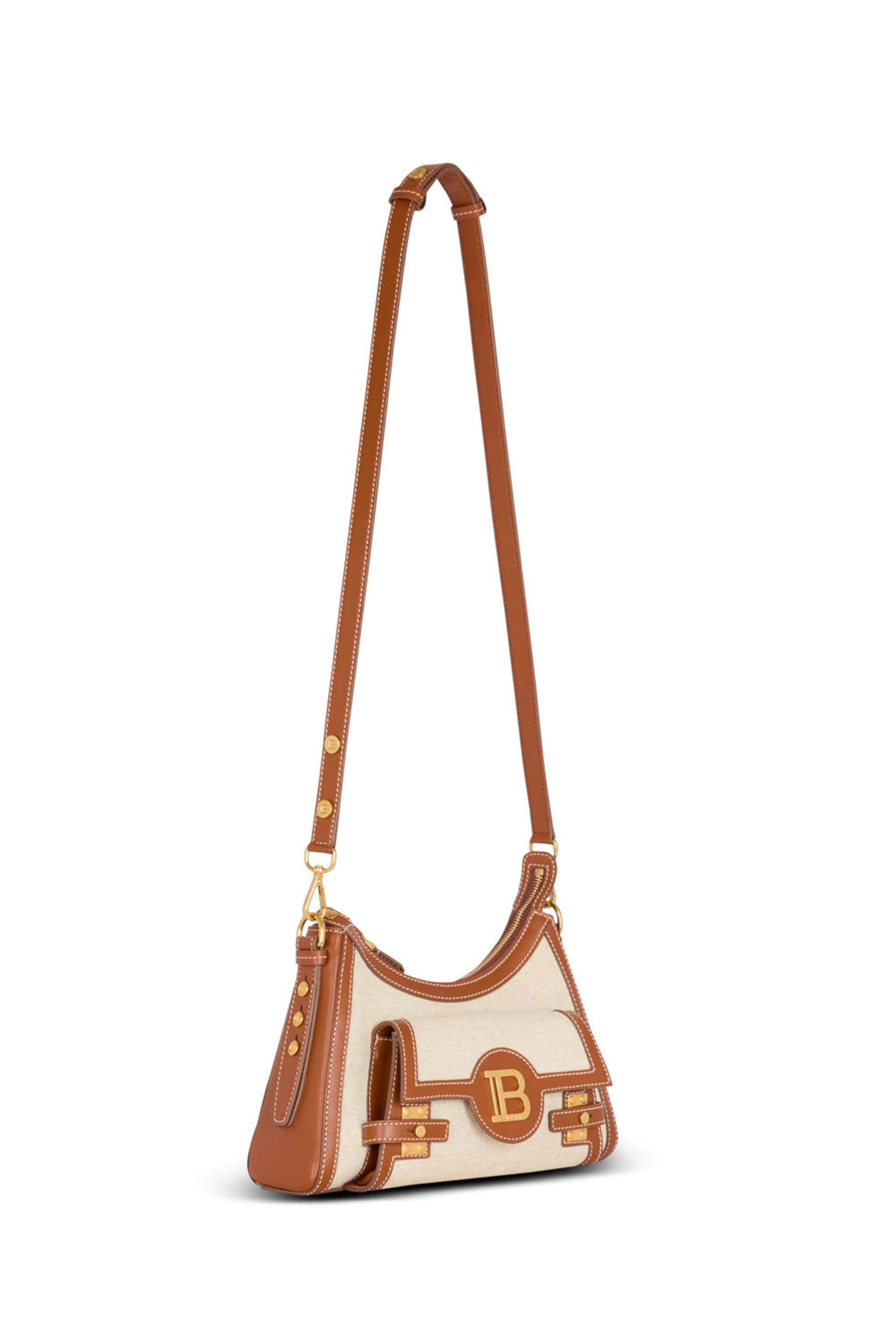 Balmain - B-Buzz Hobo Bag in Leather and Canvas