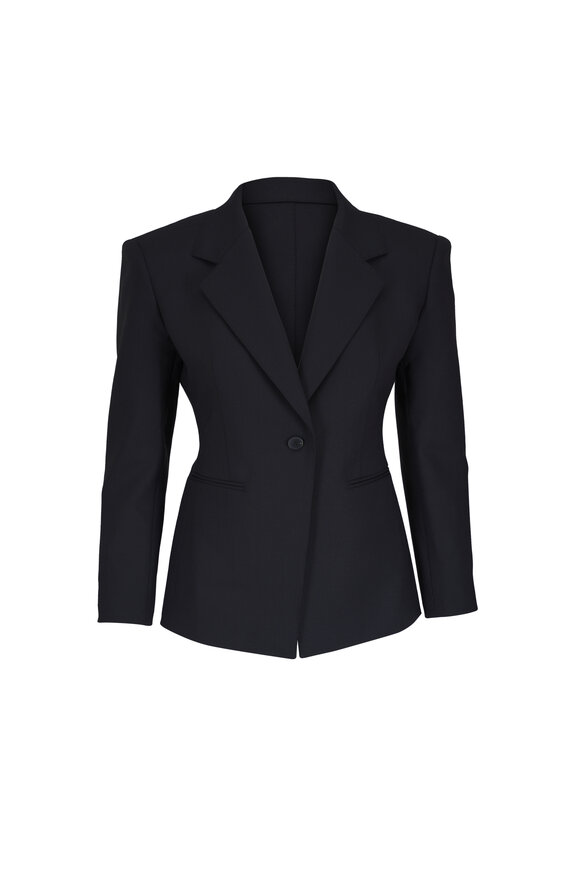 Lafayette 148 New York Black Stretch Wool Single Button Jacket - view 1