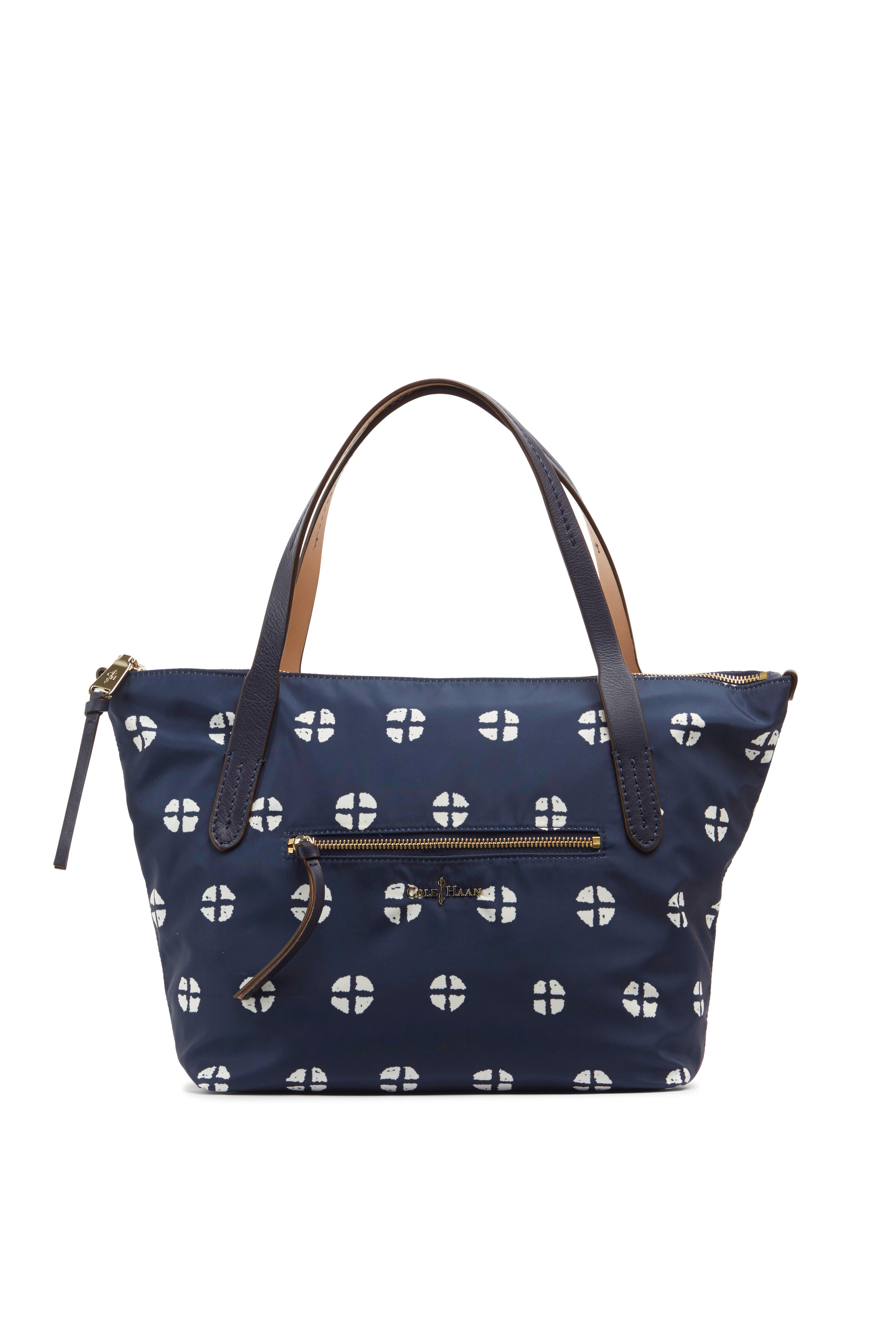 Cole Haan - Parker Quarter Print Blue Nylon Small Zip Tote