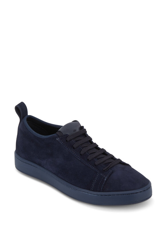 Santoni - Inhabit Navy Blue Suede Lace-Up Iconic Sneaker display picture 3