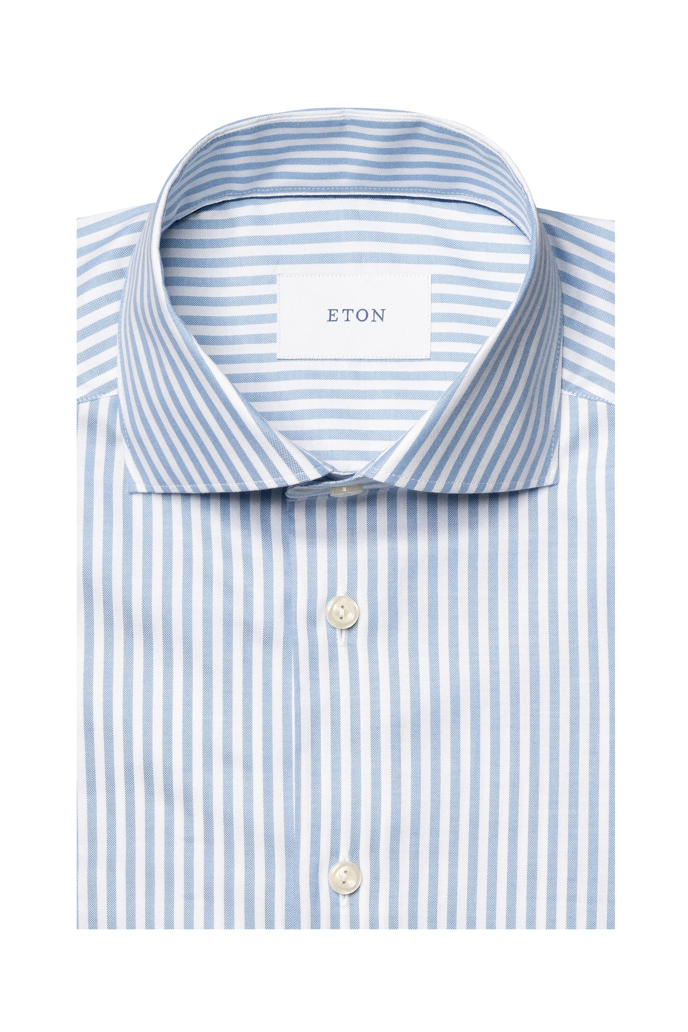 Eton - Blue & White Stripe Cotton Dress Shirt - view 7