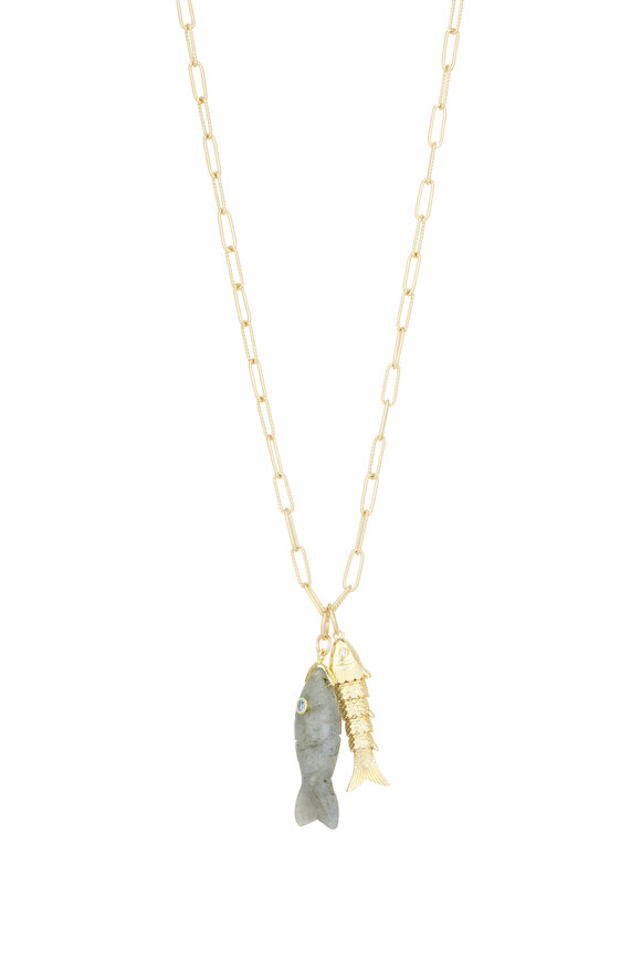 Cristina V. Gray Labradorite & Gold Fish Necklace - view 1