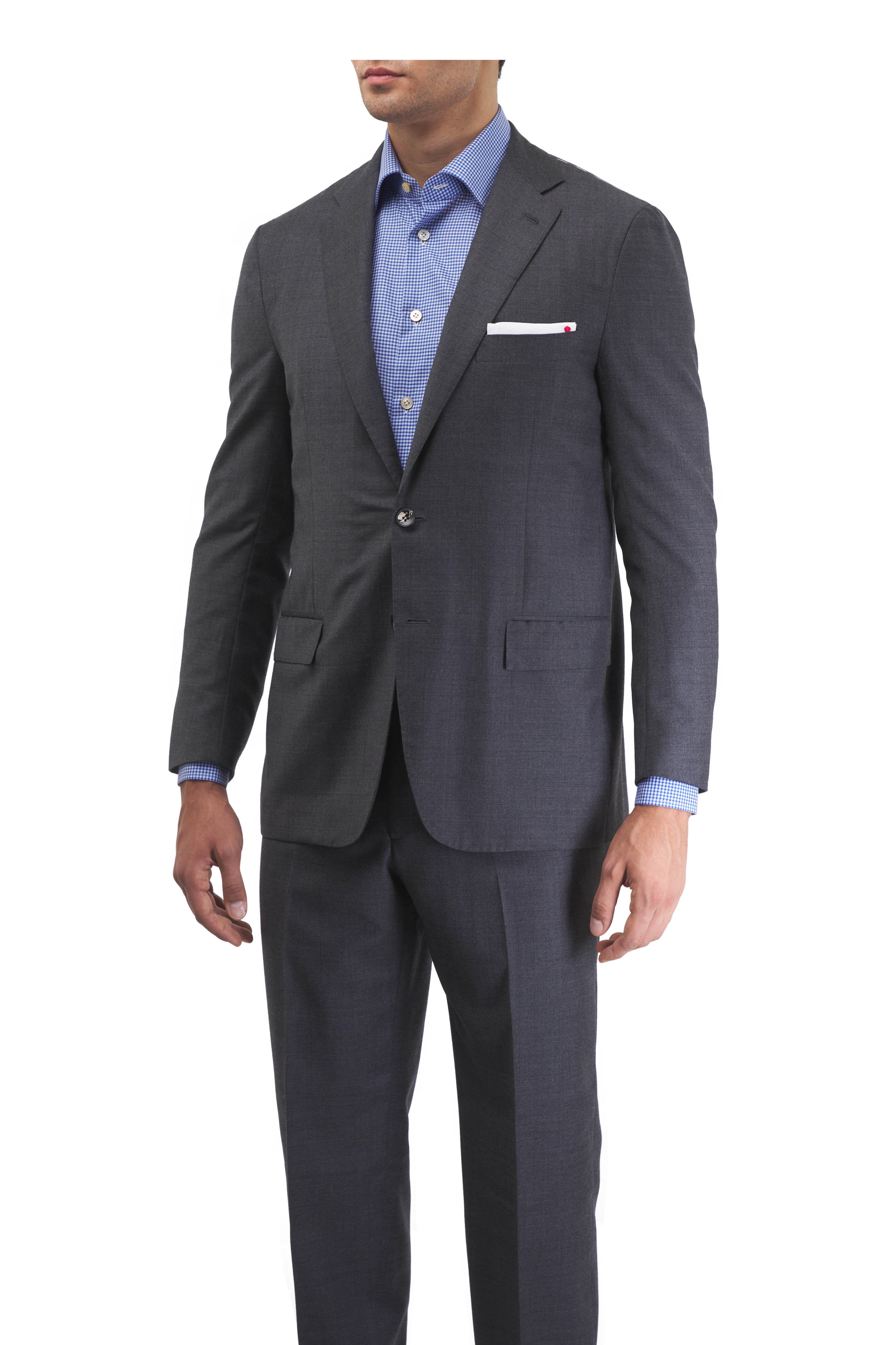 Kiton - Charcoal Gray Tonal Plaid Wool Suit