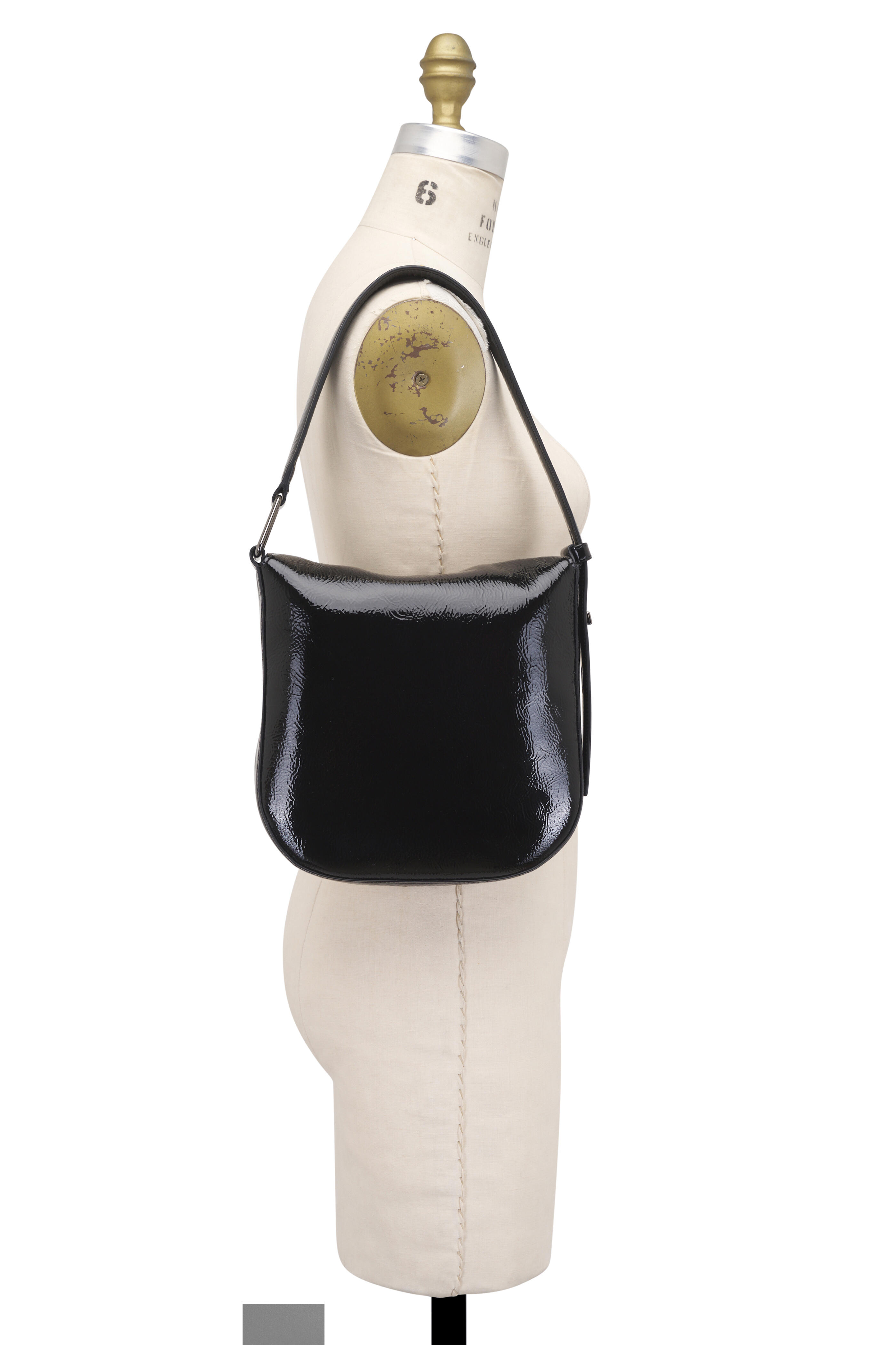 Akris - Anna Little Black Patent Leather Hobo Bag