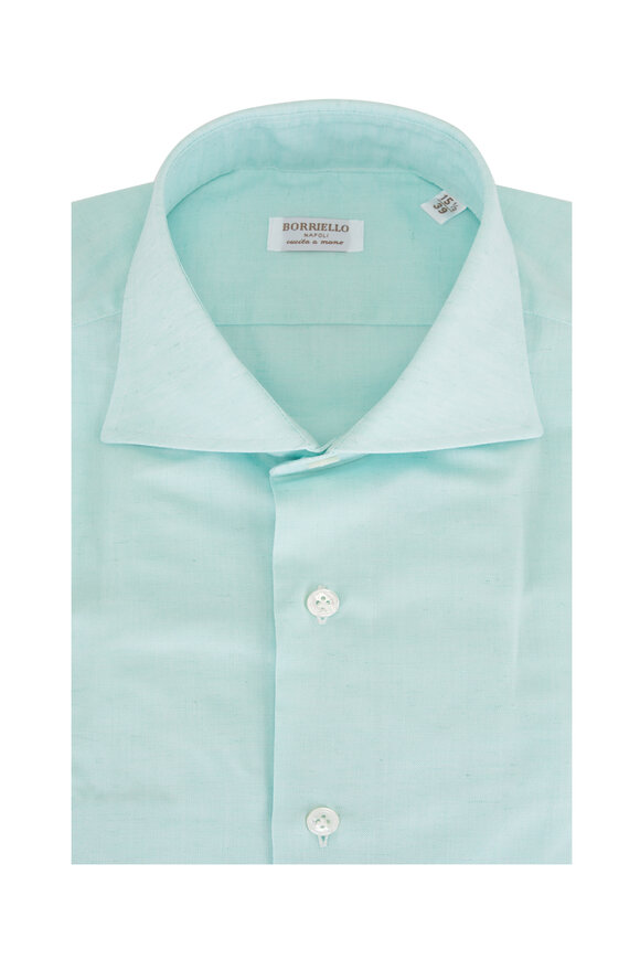 Borriello Solid Mint Cotton Dress Shirt