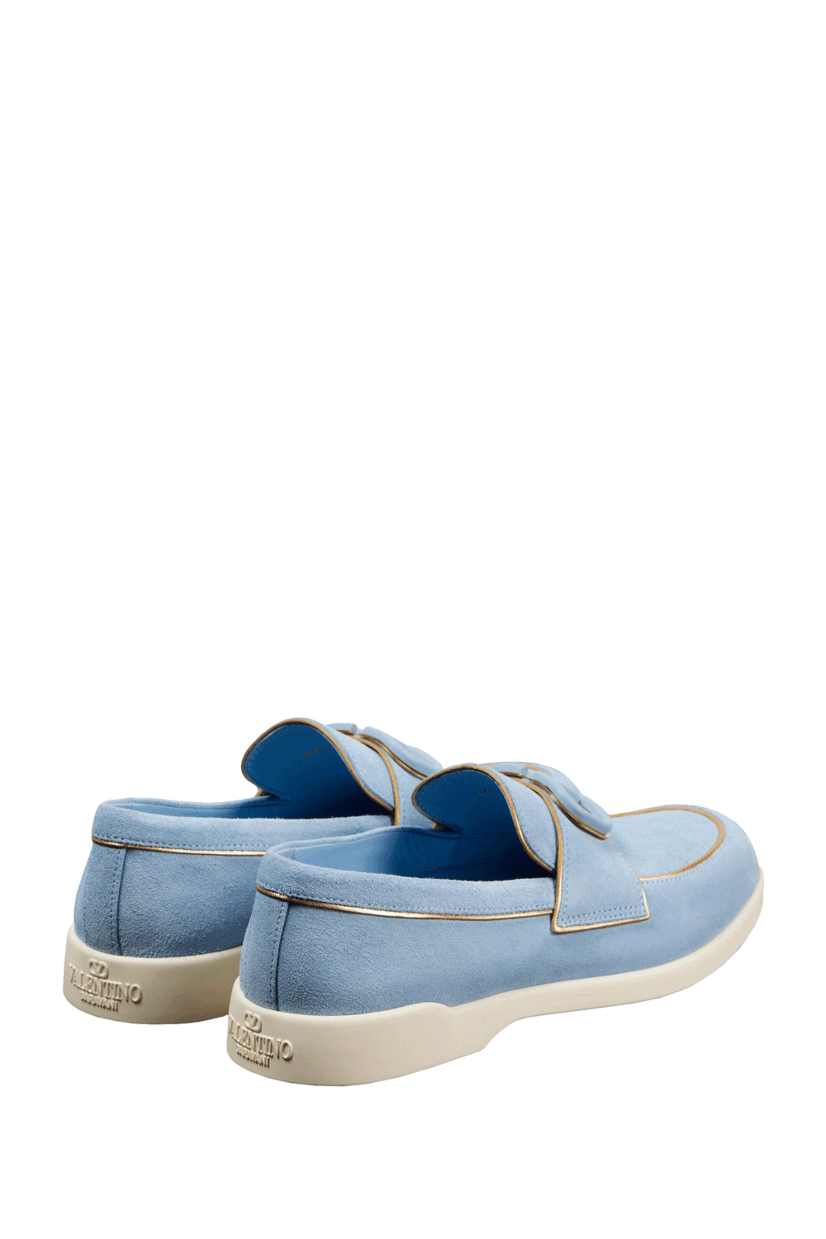 Valentino Garavani - Leisure Flows Suede Loafer in Popeline Blue