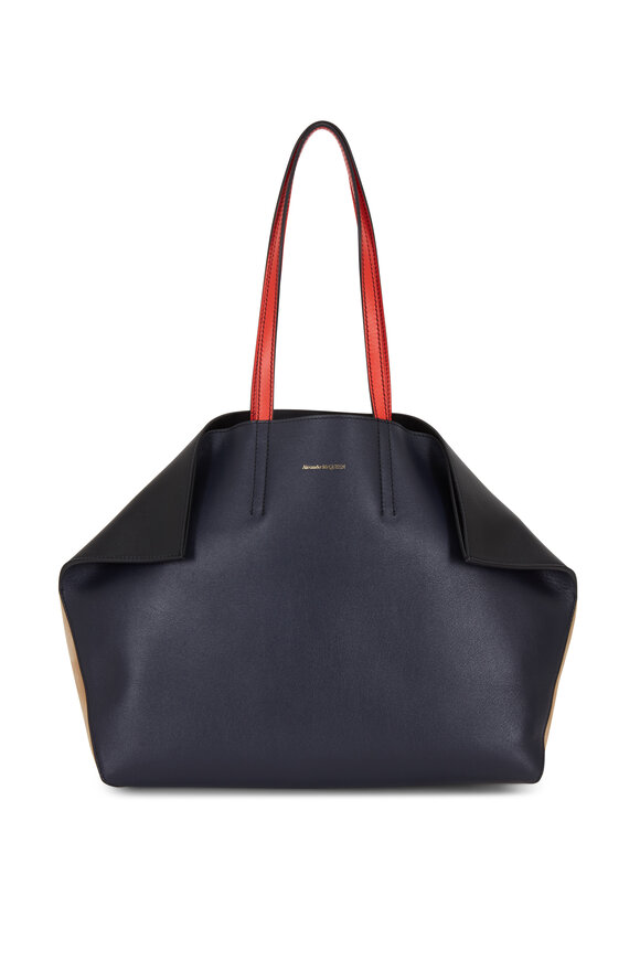 McQueen - Navy Blue Leather Butterfly Tote