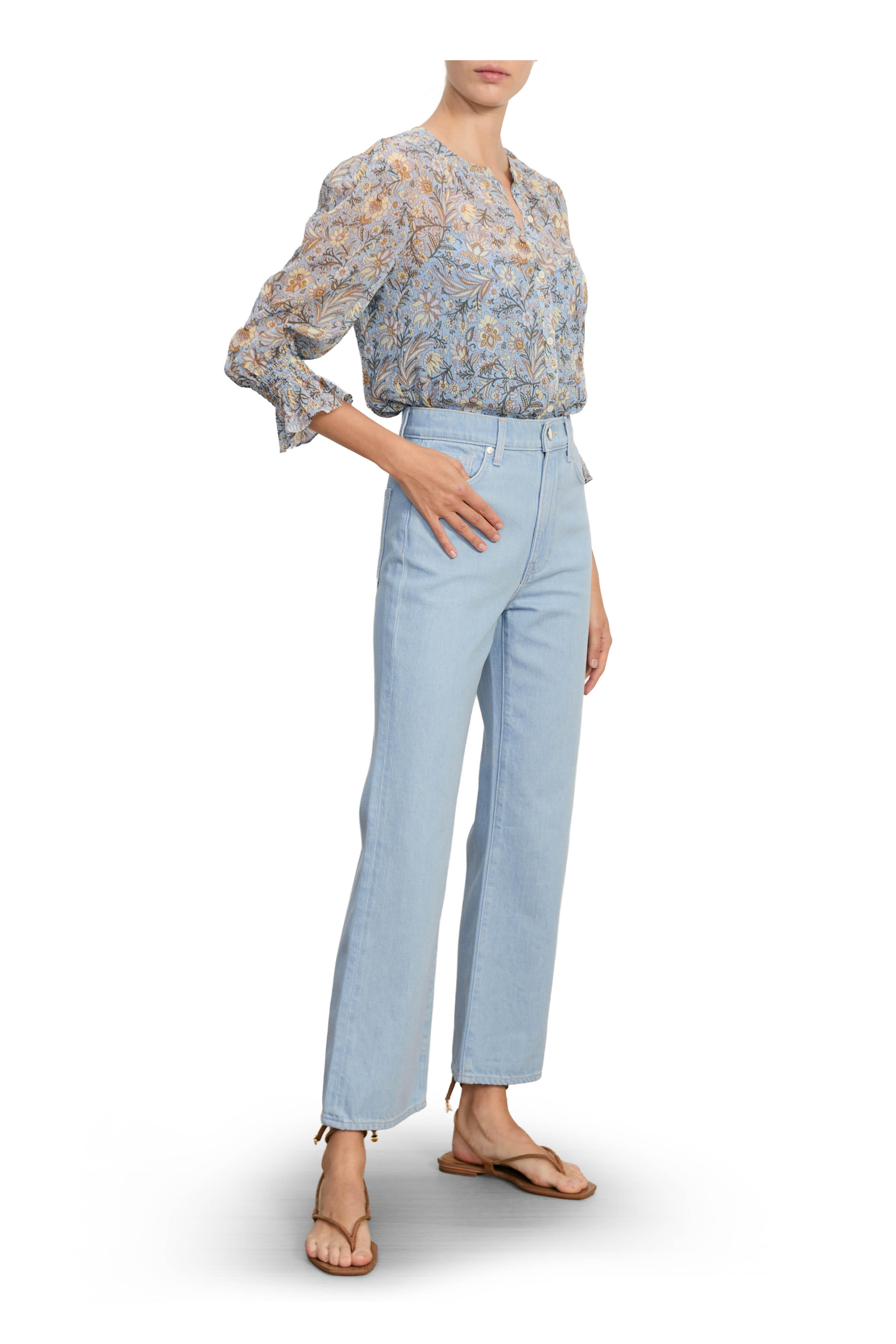Veronica Beard - Ashlynn Blue Jay Multi Floral Blouse - view 4