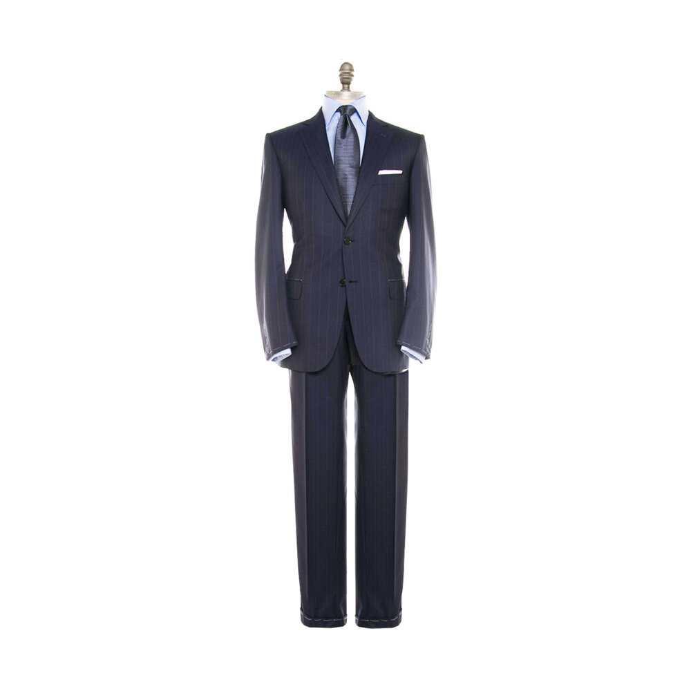 【Brioni】 NAVY-BLUE typewriter SUIT Brioni Navy-Blue Typewriter Suit Size 52 Men's Luxury
