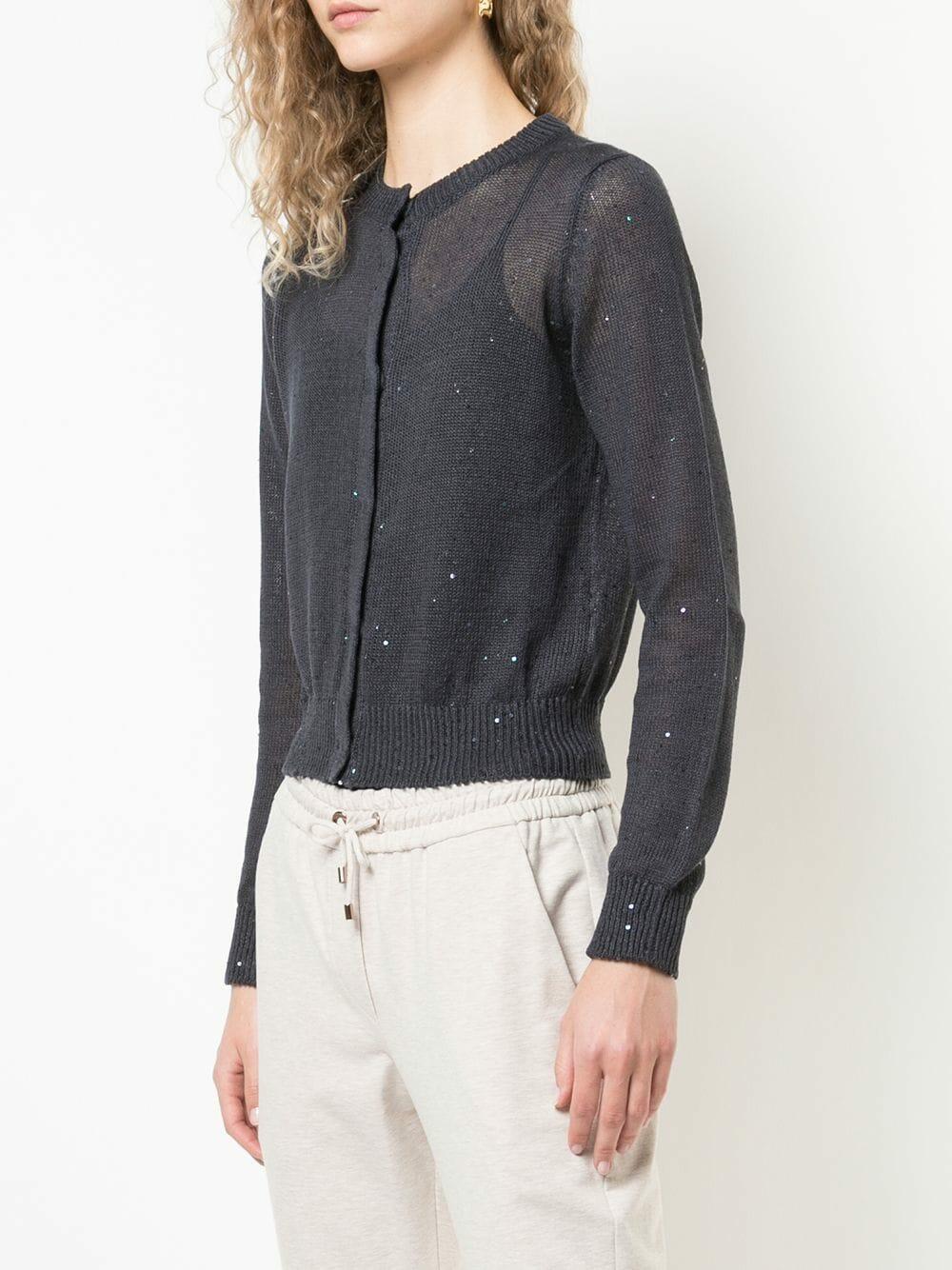 Brunello Cucinelli - Midnight Linen & Silk Paillette Crop