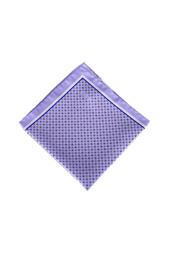 Eton Purple Four Sided Geometric Silk Pocket Square