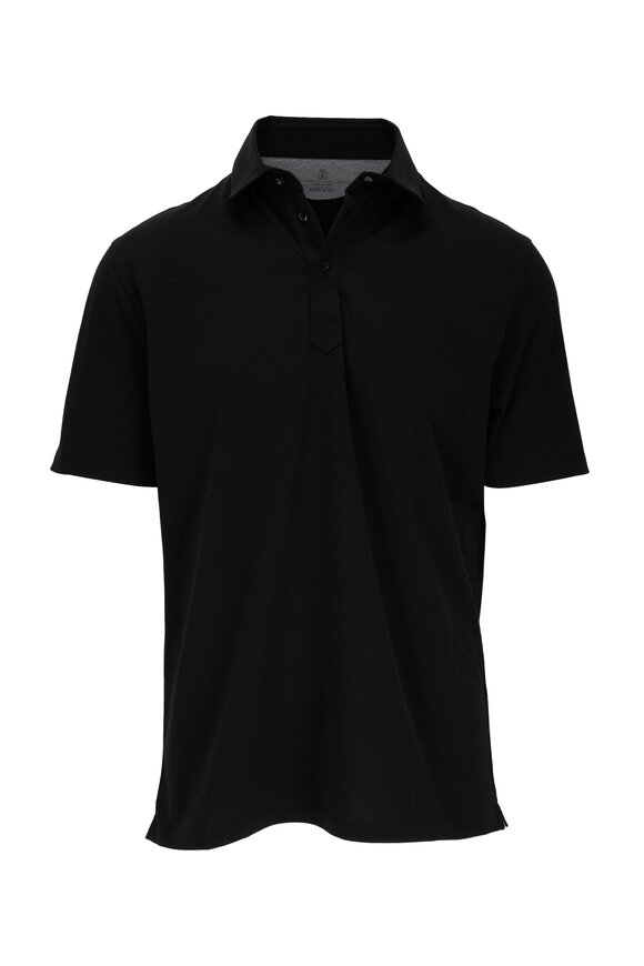 Brunello Cucinelli Black Jersey Cotton Polo