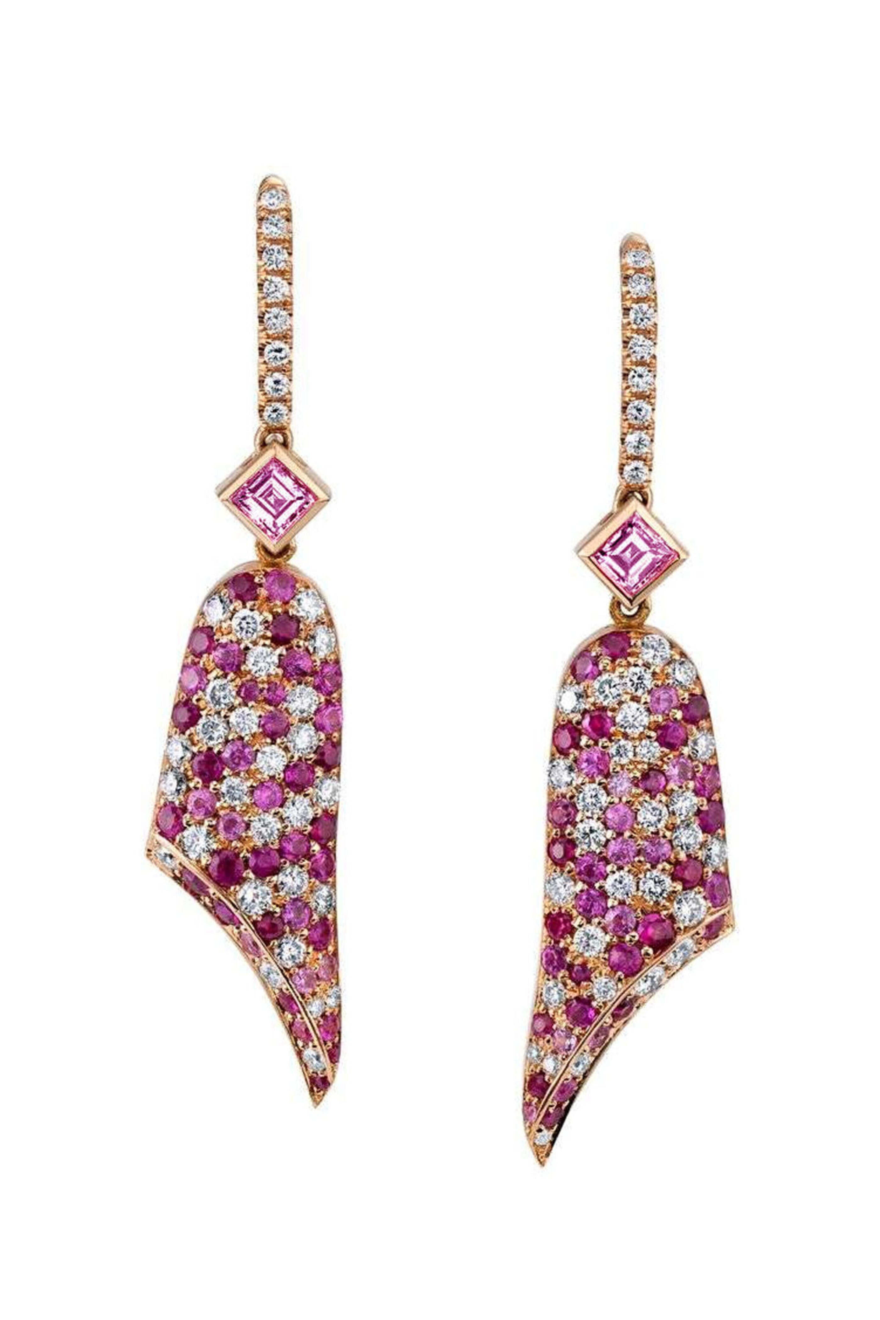 Jared Lehr - Pink and Purple Sapphire Kite Earrings