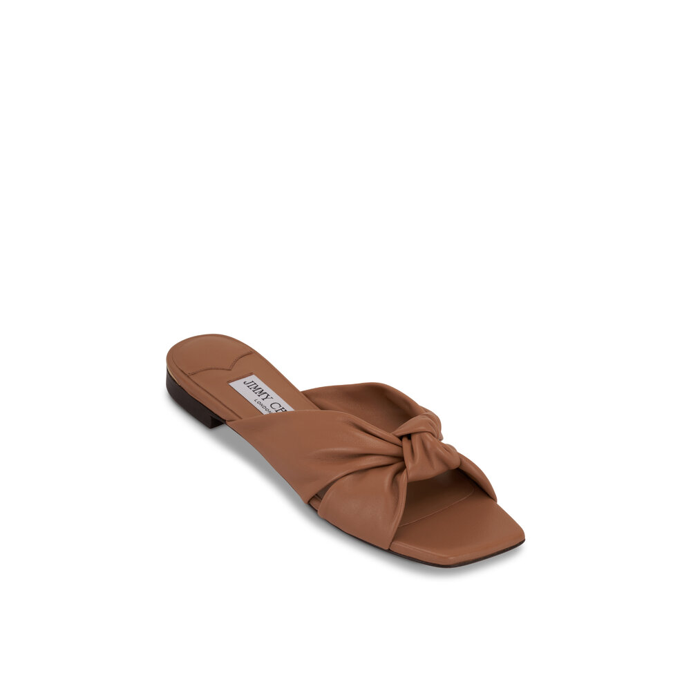Jimmy Choo - Avenue Biscuit Leather Knot Flat Sandal