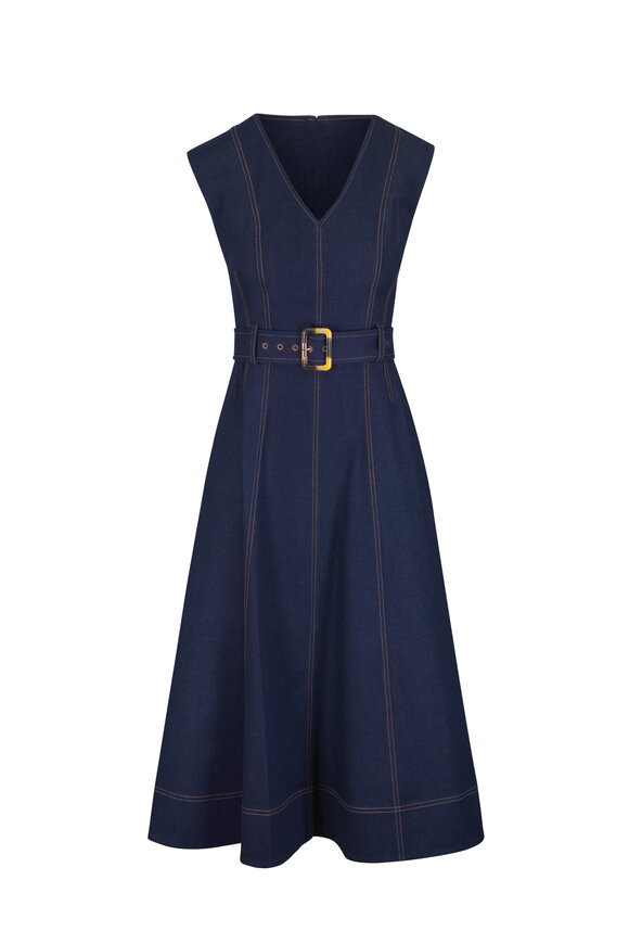 Veronica Beard Cosette Midnight Denim Midi Dress - view 1