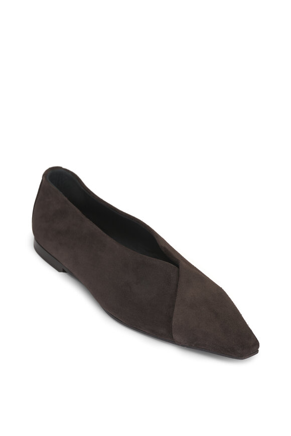 Brunello Cucinelli Pepe Dark Brown Suede Crossover Ballet Flat - view 1