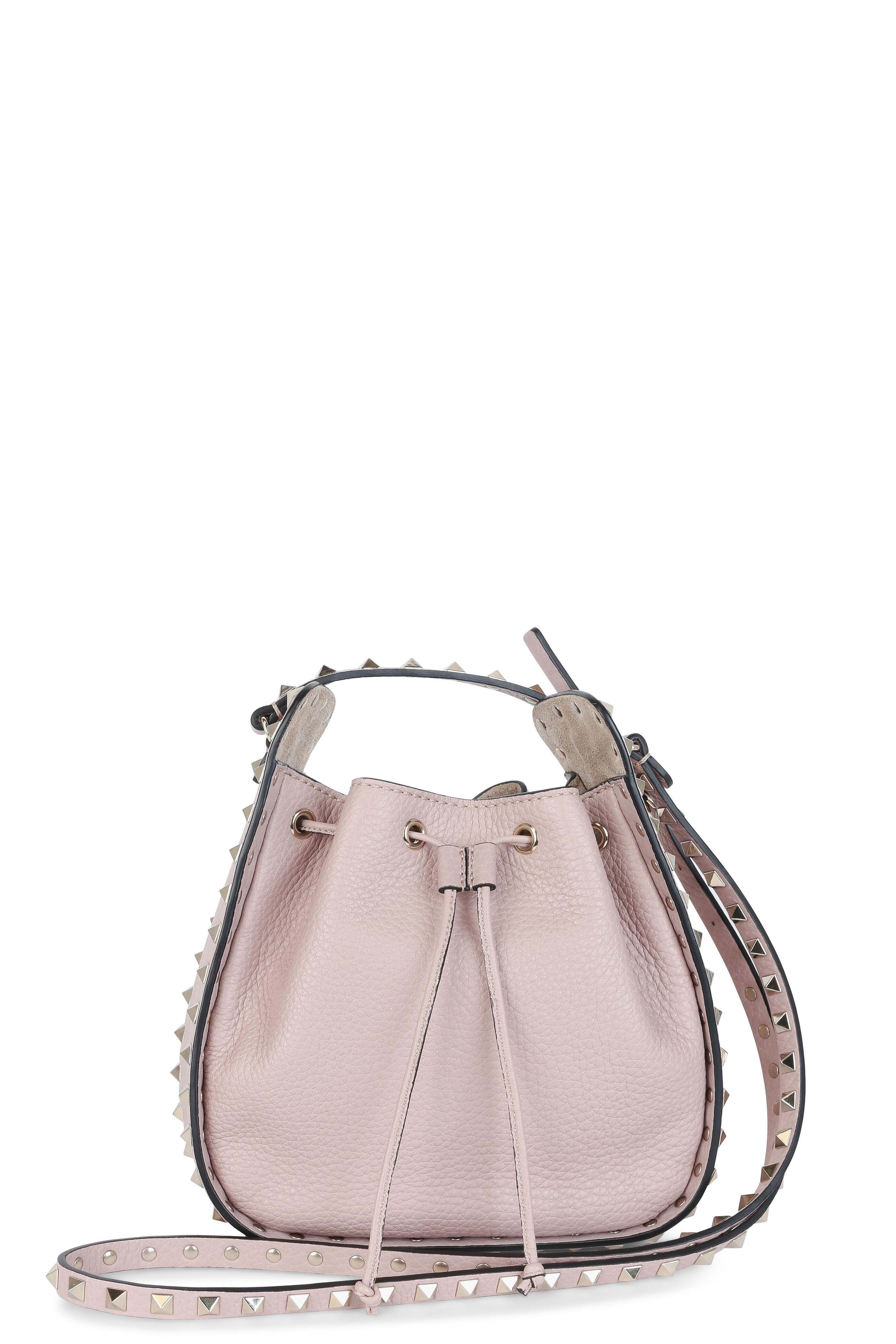 Valentino Garavani - Rockstud Nude Pebbled Leather Bucket Bag
