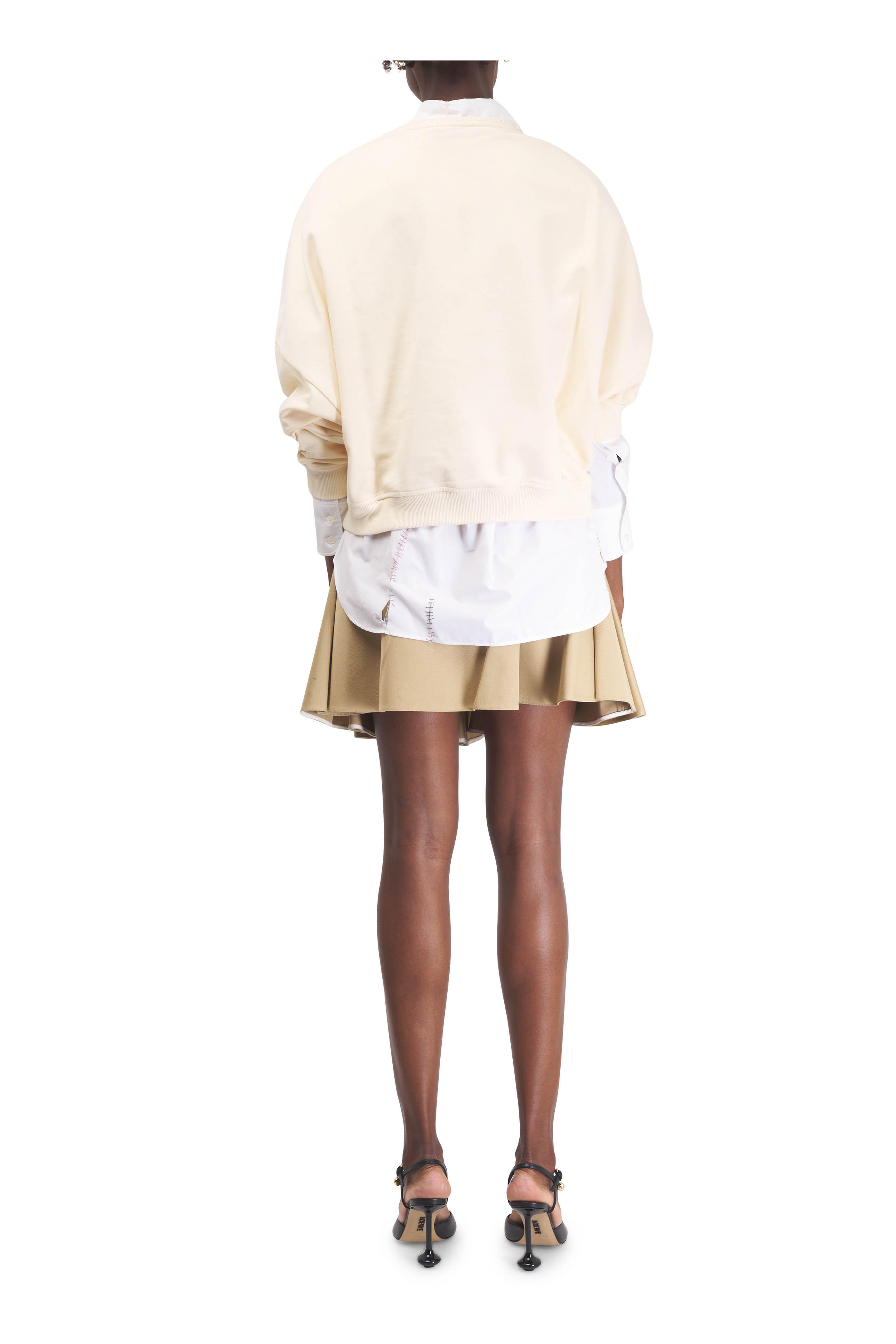 Marni - Beige Cotton Front Pleat Mini Skirt