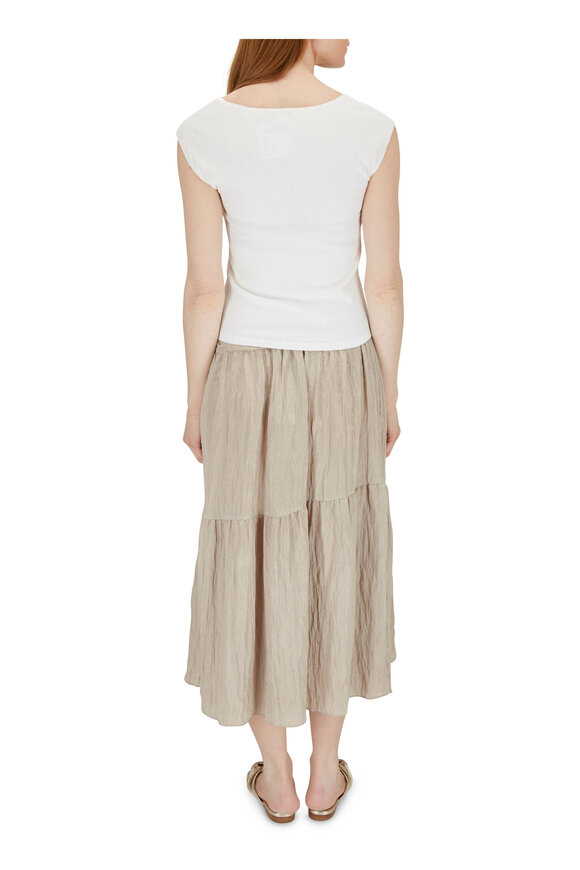 Vince - White Ribbed Cap Sleeve Top