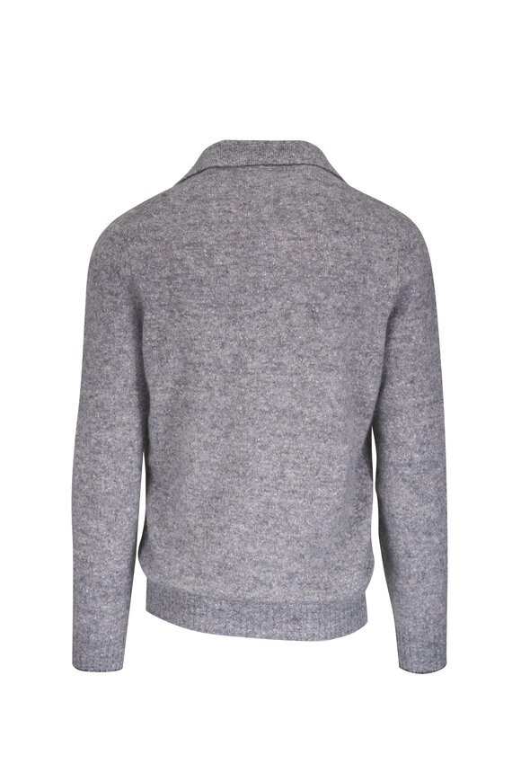 Brunello Cucinelli - Gray Linen & Cotton Ribbed Polo