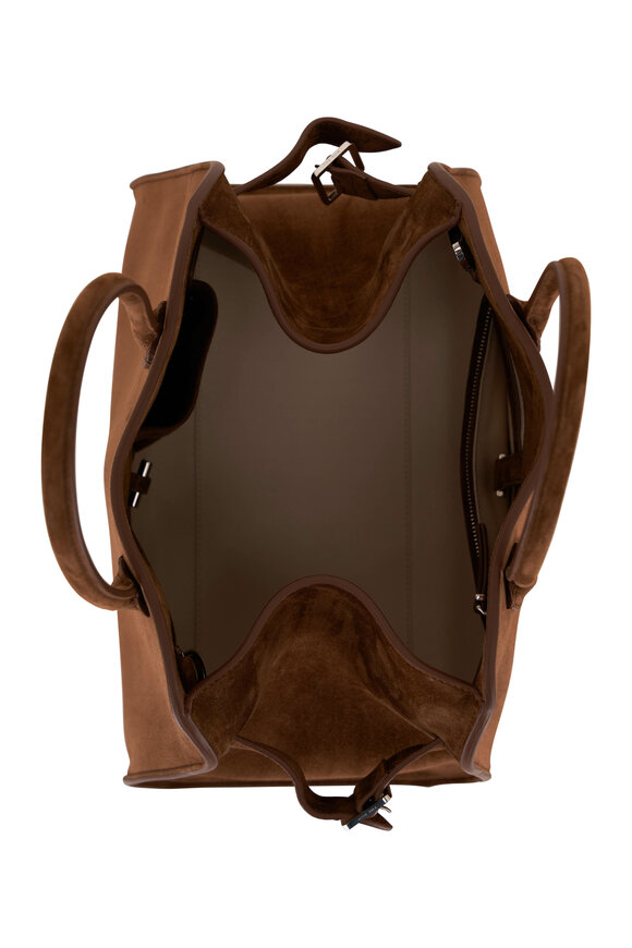 The Row - Soft Margaux 12 Desert Brown Suede Top Handle Bag