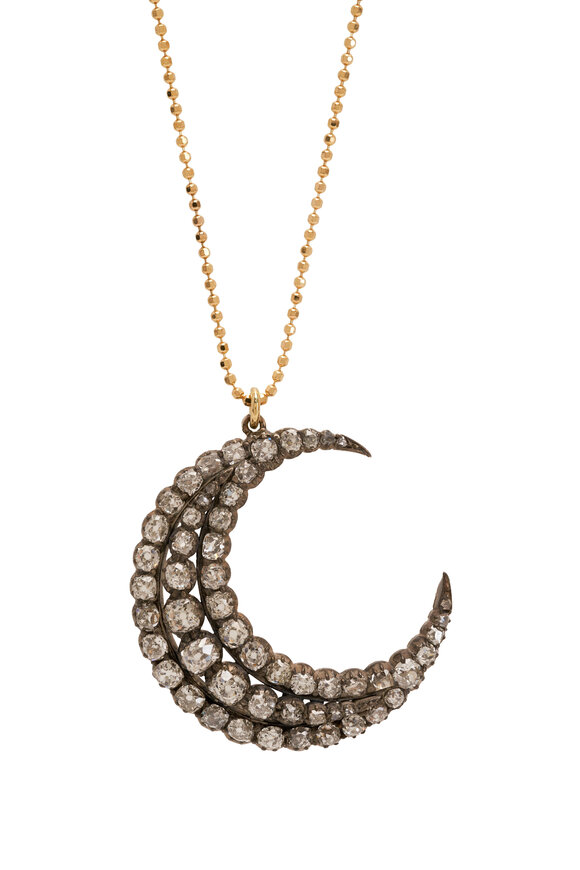 Renee Lewis - Antique Diamond Crescent Moon Necklace