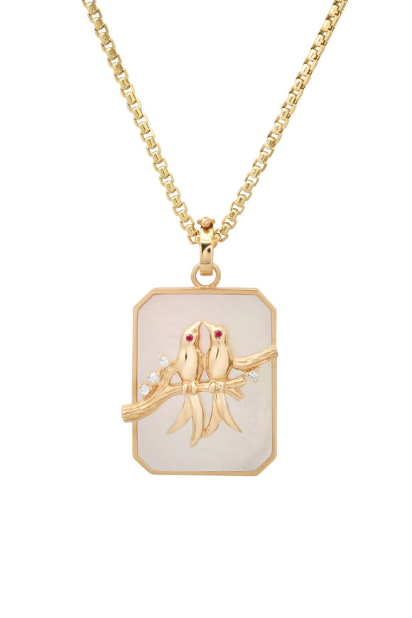 Helena Rose 14k Gold Large Mother of Pearl Lovebirds Pendant - view 1