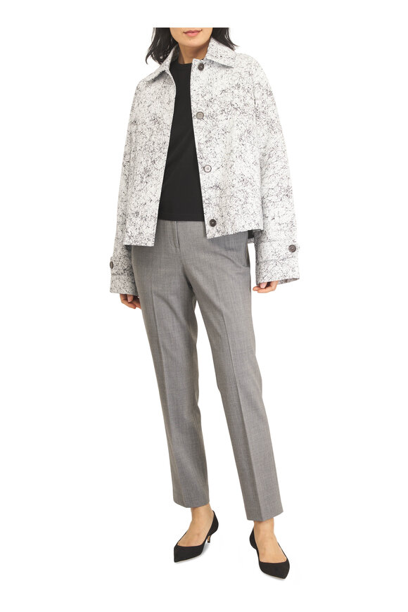 Michael Kors Collection Black & White Cracked Print Balmacaan Jacket - view 2