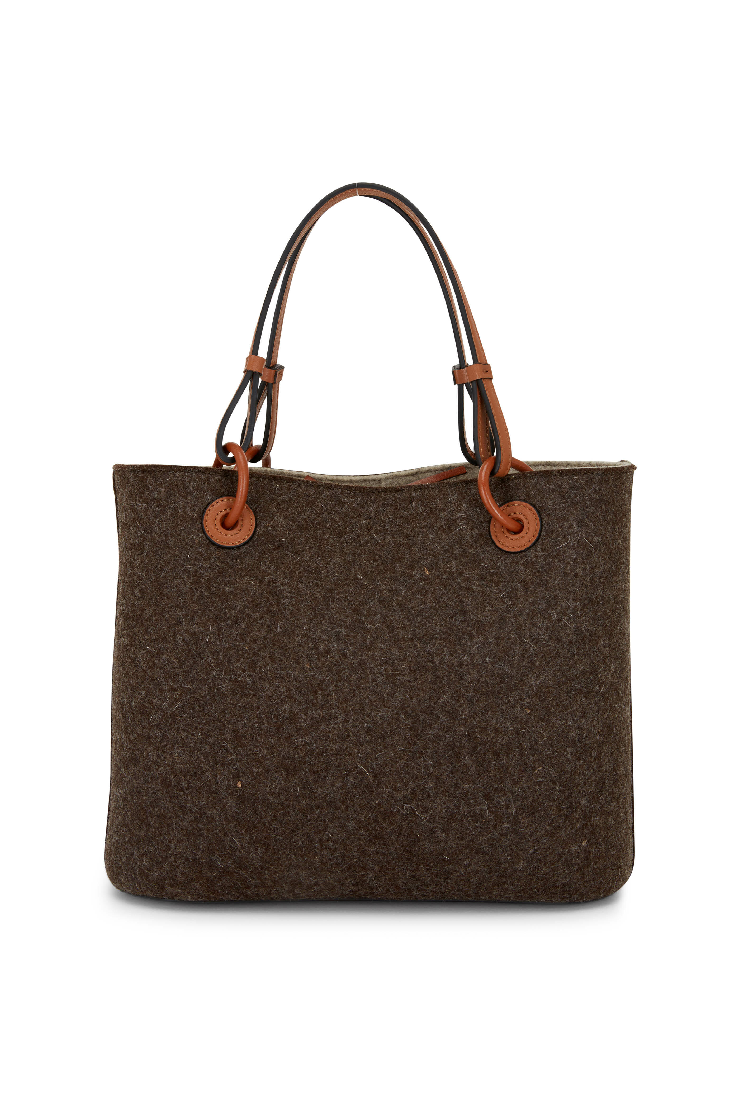 Loewe - Brown & Beige Felt & Leather Square Basket Bag