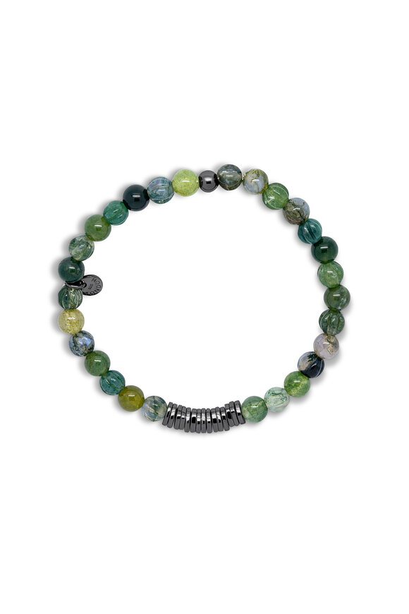 Tateossian - Moss Agate Stretch Beaded Bracelet