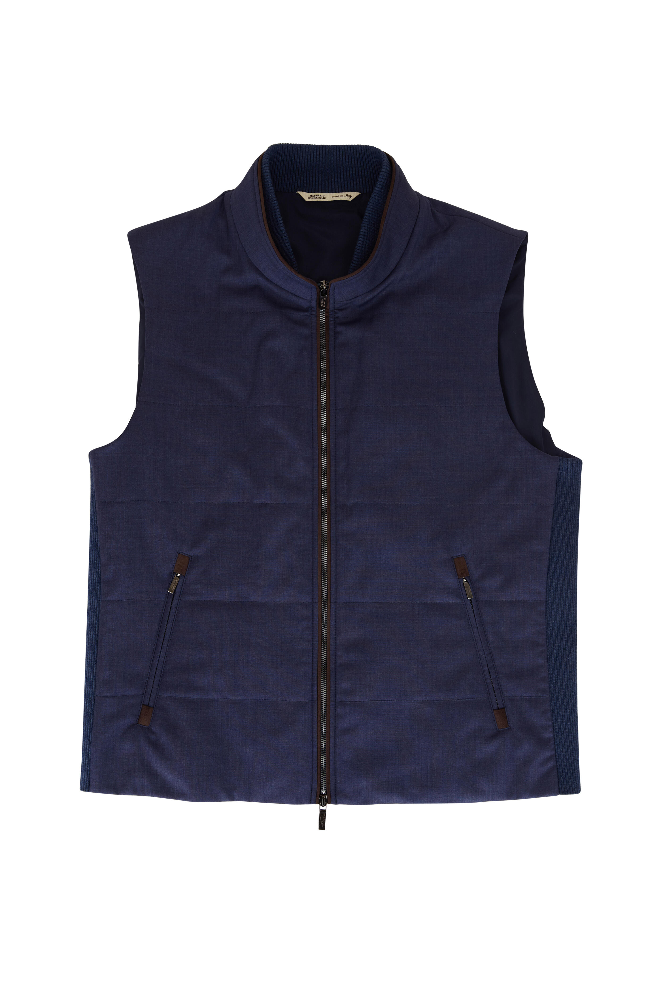 Maurizio Baldassari - Navy Quilted Wool Vest | Mitchell Stores