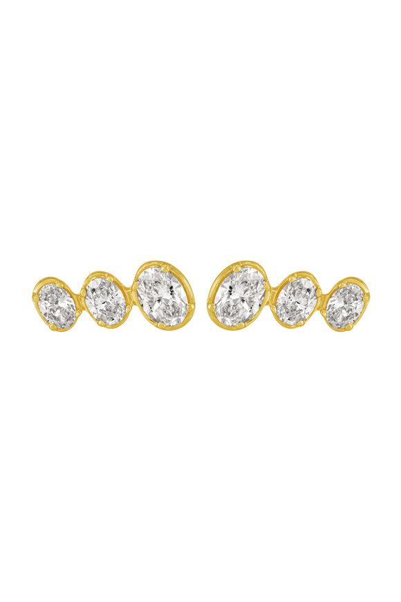 Ruchi 18k Yellow Gold Oval Diamond Stud