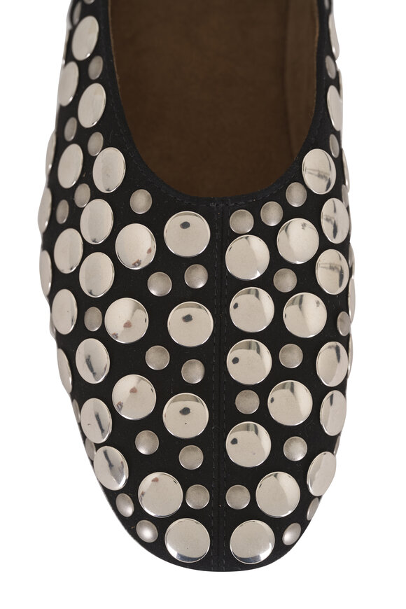 Khaite Jane Black Leather Stud Flat - view 5