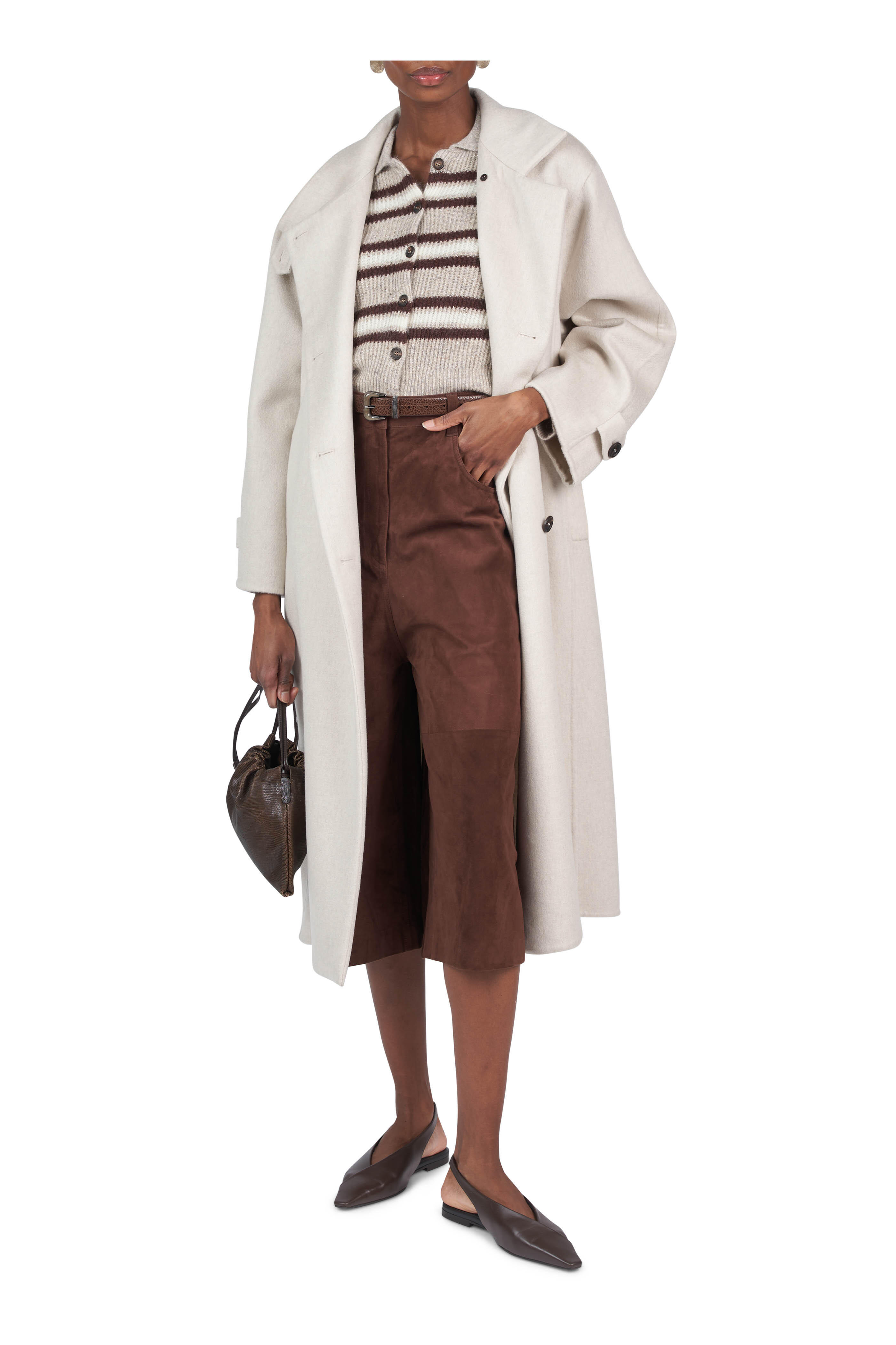 Brunello Cucinelli - Pearl Cashmere Asymmetric Coat - view 4