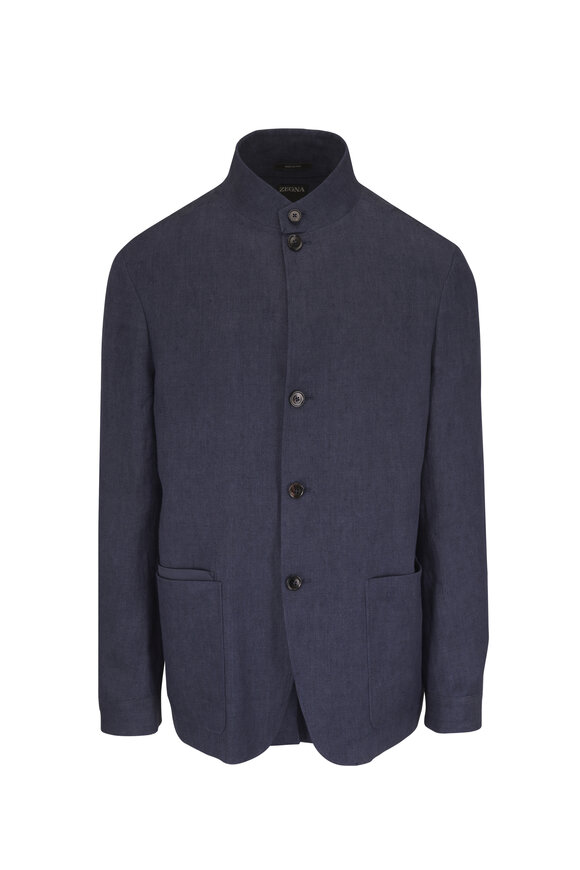 Zegna Il Conte Osai Dark Navy Linen Jacket - view 1