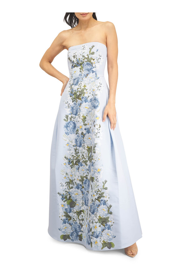 Sachin Babi Larisa Sky Blue Cascade Strapless Gown - view 2