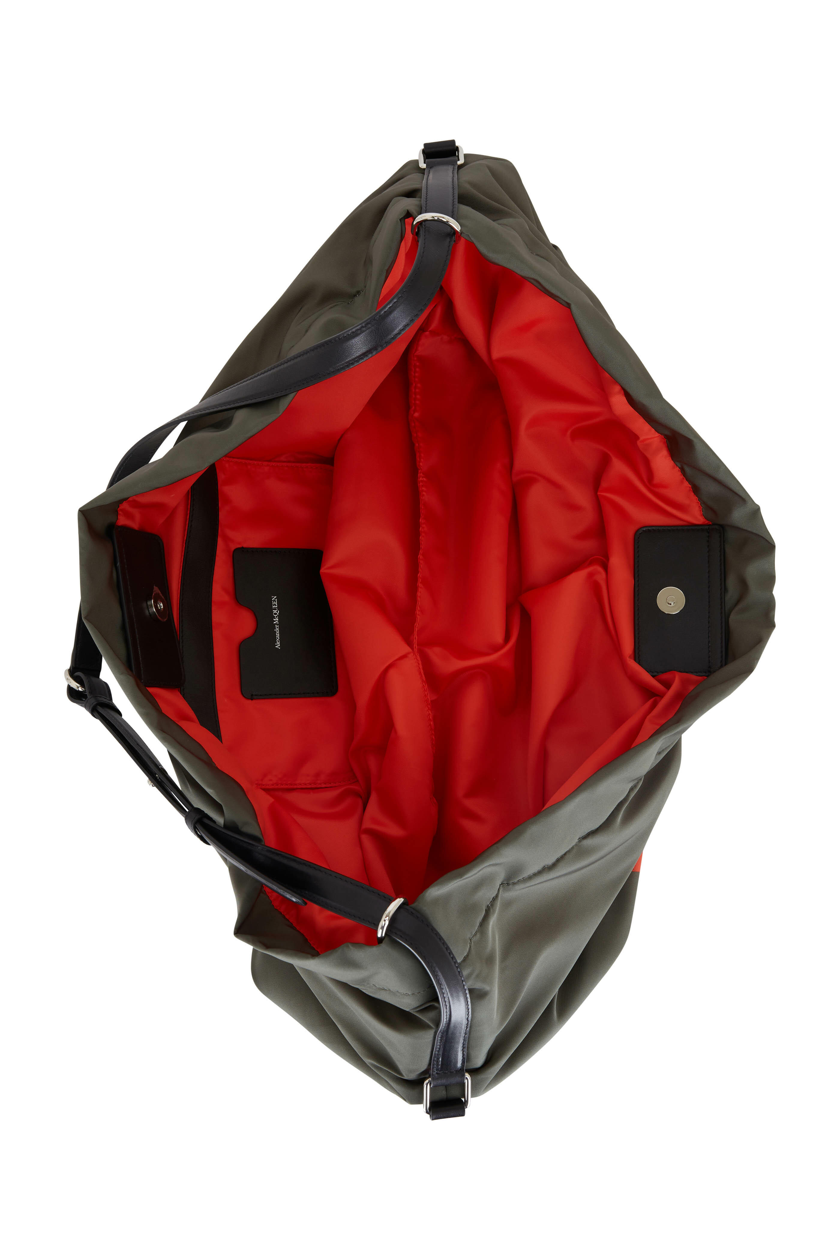 McQueen - Khaki & Orange Graffiti Nylon Duffle Bag