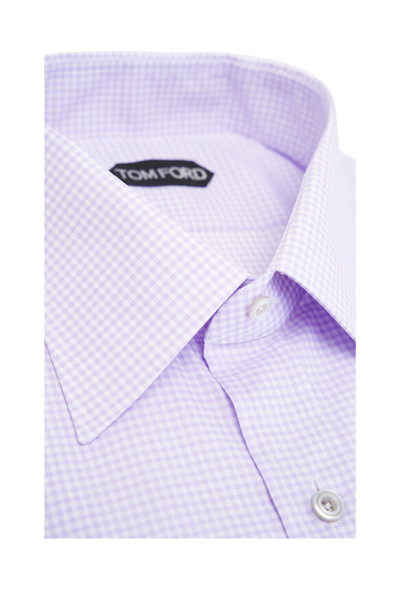 Tom Ford - Lilac Small Gingham Print Dress Shirt