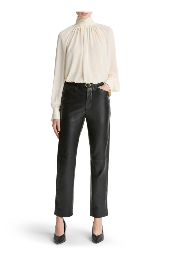 Vince Black Leather Straight Leg Pant - view 2