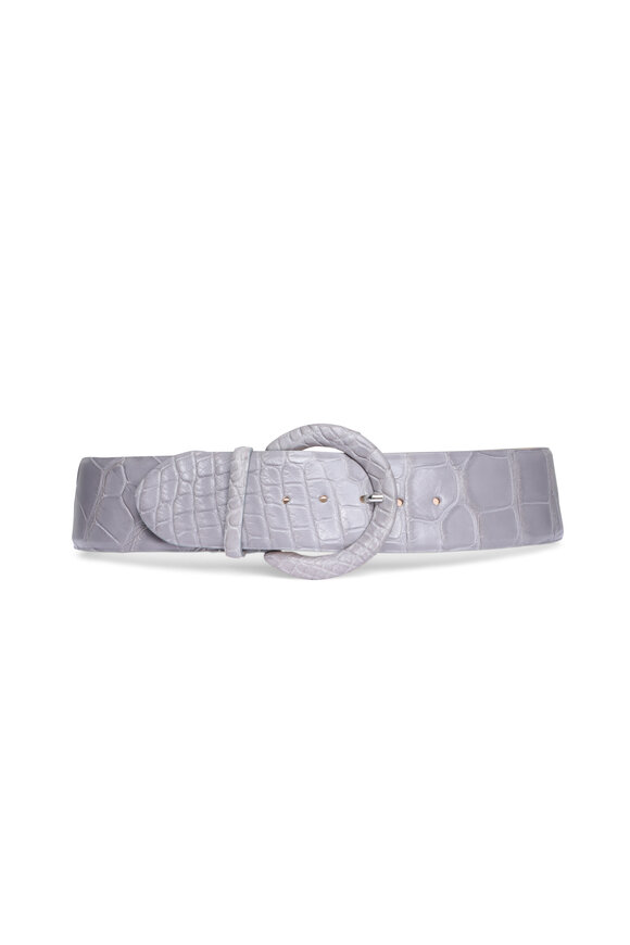 Tardini Light Gray Wide Contour Leather Belt - view 1