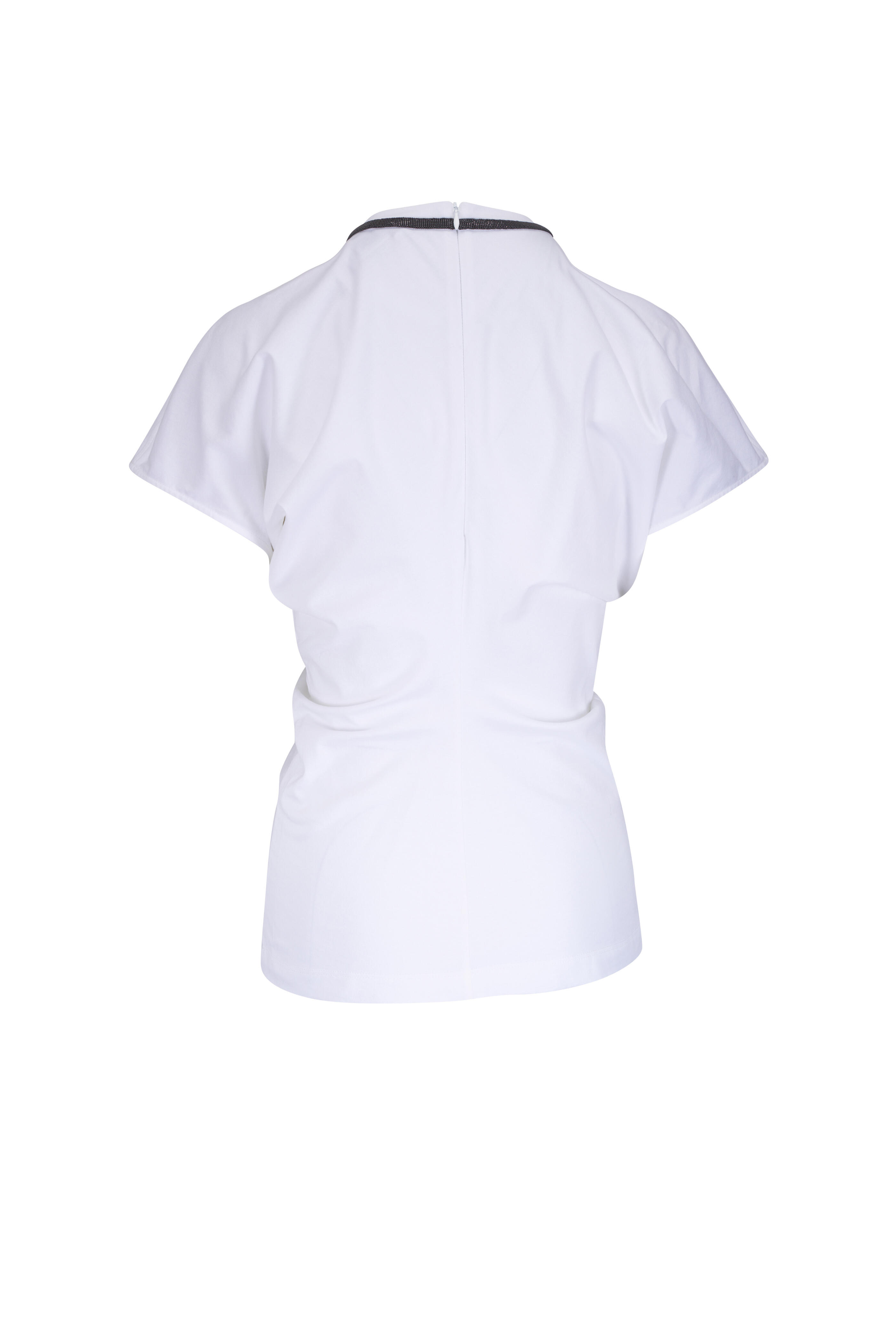 Brunello Cucinelli - White Keyhole Cotton T-Shirt