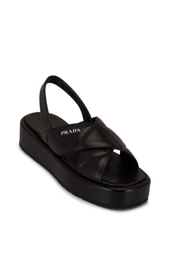 Prada Black Quilted Leather Flatform Sandal, 35mm