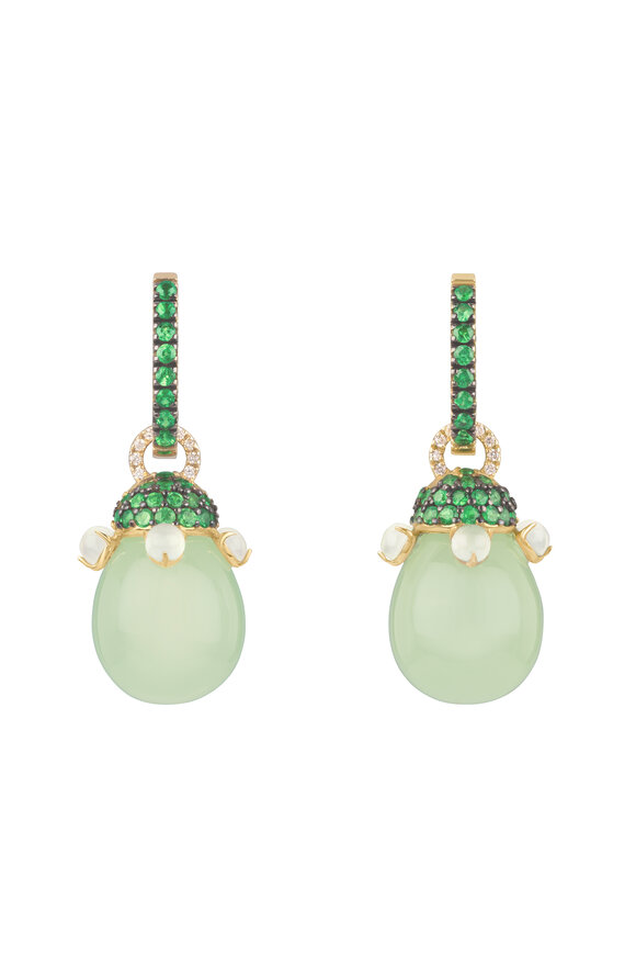 Chantecler 18k Yellow Gold Tsavorite & Diamond Drop Earrings