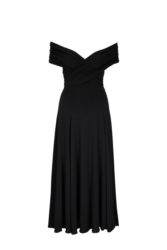 Khaite - Bruna Black Off-The-Shoulder Maxi Dress 