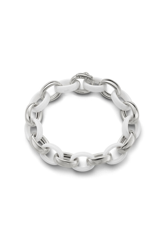 Monica Rich Kosann Sterling Silver Extra Large White Ceramic Bracelet